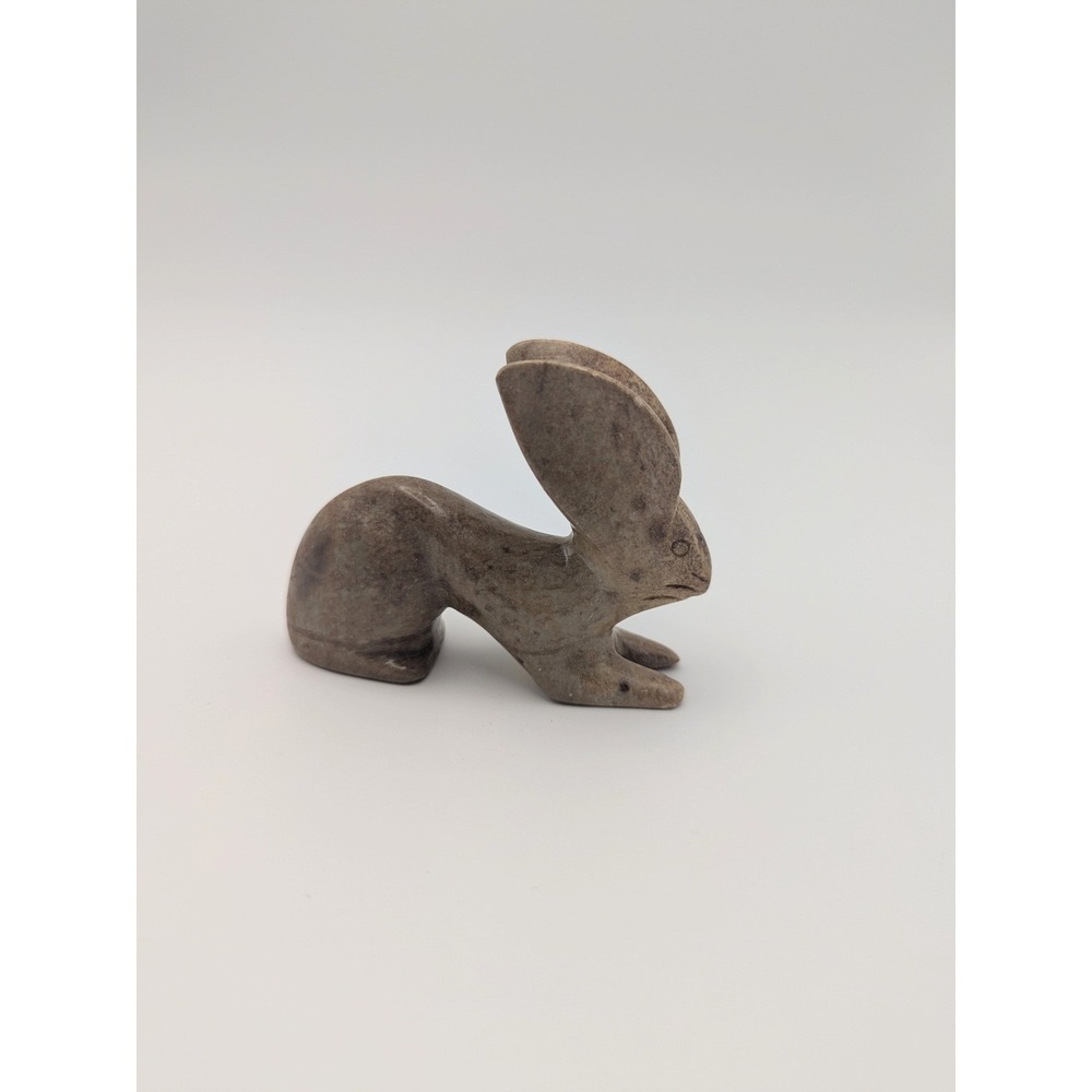 Vtg Hand Carved Stone Rabbit Bunny  Figurine Made Brazil Small Animal‎ Sculpture